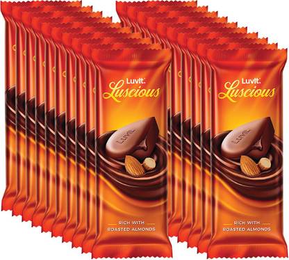 LuvIt Luscious Roasted Almonds Chocolate | Multipack | Deliciously Smooth | Bars