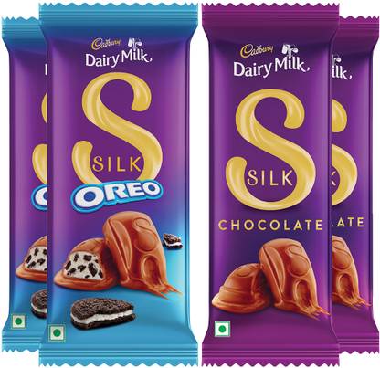 Cadbury Dairy Milk Silk Combo(2x Silk Plain 144g + 2x Oreo 124 g ) Chocolate Bars
