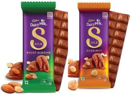 Cadbury Silk Roast Almond Chocolate 58g & Silk Hazelnut Chocolate 58g Bars
