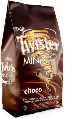 Delfi Twister Minis Choco Chocolate Wafer Roll With Delicious Chocolate Cream Bites