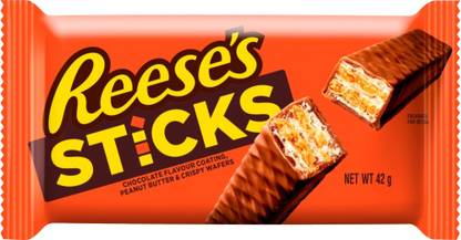 Reese's Sticks Crispy Wafers, With Chocolate & Peanut Butter Provide a Satisfying Crunch Bars