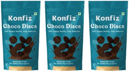 KONFIZ Choco Discs | Chocolate Dipped Wafer Cookies | Classic Choco Bites