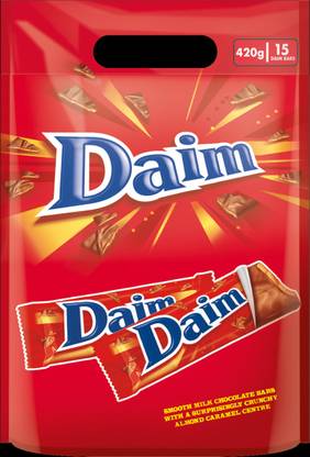 daim Smooth Milk Chocolate Bars With Crunchy Crispy Almond & Caramel Centre 15 Bars