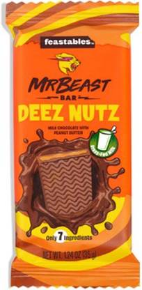 Mr Beast Feastables Deez Nuts Milk Chocolate With Crunchy Peanut Butter Bars