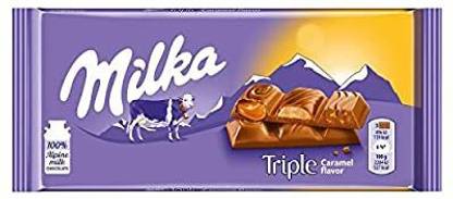milka Triple Caramel 100% ALpine Milk Chocolate Bars