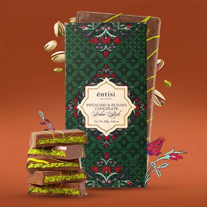 entisi Pistachio Kunafa Chocolate Dubai Style Bars Bars