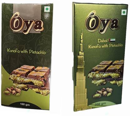 Oya Dubai Premium Kunafa and Pistachios Combos100gm and 200gm (Pack of 2) Bars
