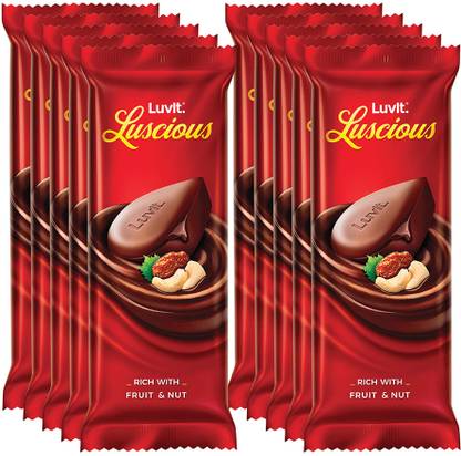 LuvIt Luscious Fruit & Nut Chocolate | Multipack | Deliciously Smooth | Bars