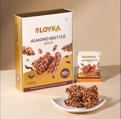 loyka Almond Brittle Classic Box - (12 Pieces x 16.66 gm -200 GMS)- Pack of 1 Brittles