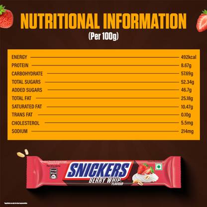 SNICKERS Berry Whip Chocolate Bar with Peanuts, Nougat & Caramel Bars  (24 x 22 g)