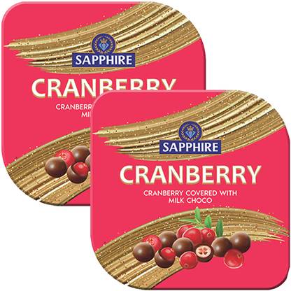 Sapphire Cranberries Covered with Milk Choco 90g (Pack of 2) | Cranberry Chocolate Caramels