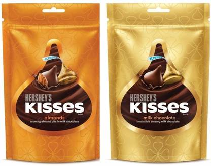 HERSHEY'S Kisses Almonds Chocolate 33.6g nd KISSES Milk Chocolate 36g Fudges