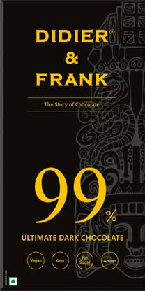 Didier & Frank 99% Ultimate Dark Chocolate 100g, No Added Sugar, Keto Bars