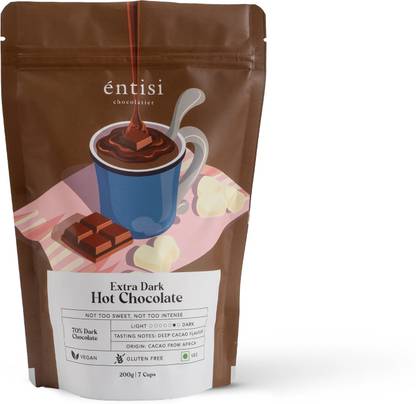 entisi Extra Dark Hot Chocolate Powder, Deep Cacao Flavour Brittles