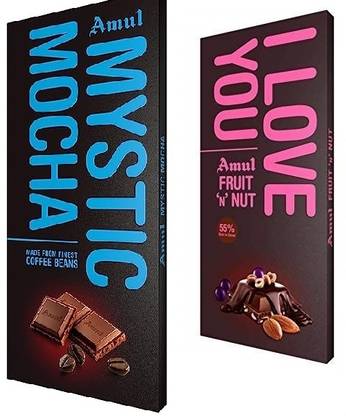 Amul Mystic Mocha Chocolate & Fruit N Nut Chocolate I Love You, Bars