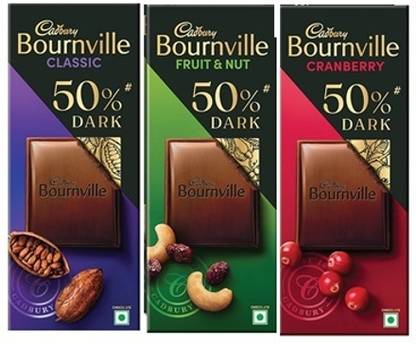 Cadbury BOURNVILLE Rich DARK, FRUIT N NUT AND CRANBERRY CHOCOLATE Bars