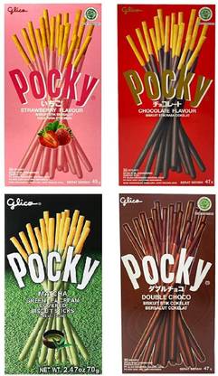 Pocky Stick Variety Pack Of 4 Flavour Chocolate, Strawberry, Matcha & Double Choco Bites