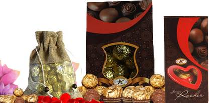 Jainco Star Chocolates Small Jute Bag with Two Rocher Chocolates Caramels, Bites