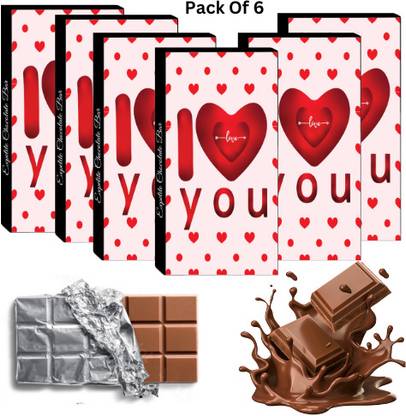 Expelite I Love You Chocolate Gift Bar/35 Grams Each (Pack of 6) Bars