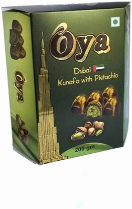Oya Dubai Kunafa Pista round shape bites (with extra Pistachio fill) Chocolate 200gm Bars