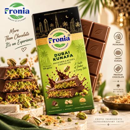 fronia Dubai Kunafa Pistachio Chocolate Bar Premium Middle Eastern Fusion Sweet Bar Bar Gift Pack
