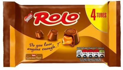NESTLE Rolo Milk Chocolate With a Soft Toffee Centre 4 Tubes ( UK ) Bites