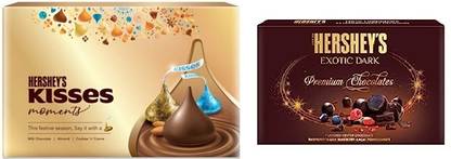 HERSHEY'S Kisses Moments Chocolate Gift Pack 129GM ND Exotic Dark Gift Pack Bars