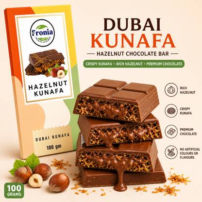 fronia Dubai Style Hazelnut Kunafa Chocolate Bar Premium Middle Eastern Fusion Bar Gift Pack