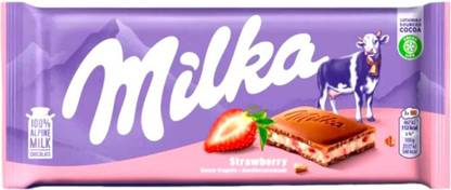 milka Strawberry 100% Alpine Milk Chocolate Bars
