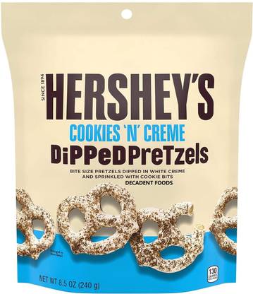 Decadent Foods Hershey's Cookies and Creme Dipped Pretzels with Cookie Bites