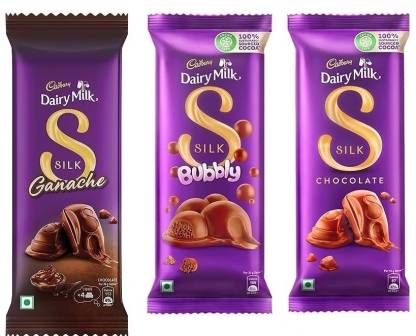 Cadbury Silk Ganache 58g nd Silk Bubbly50g nd Silk Chocolate 60g Bars ...