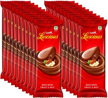 LuvIt Luscious Fruit & Nut Chocolate | Multipack | Deliciously Smooth | Bars