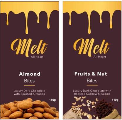 Melt Chocolate Bars Almonds and fruits & Nuts 140g (Pack of 2) Bars