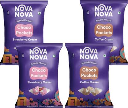 NovaNova Choco Pockets Strawberry&Coffee filled Wafer Bites Wafers
