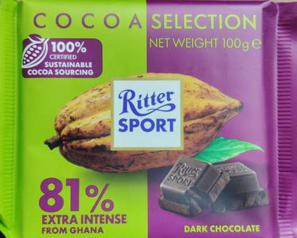 Ritter Sport Dark Chocolate 81% Extra Intense Imported Bars