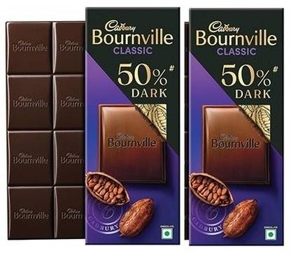 Cadbury BOURNVILLE DARK CHOCOLATE 50 % DARK CLASSIC RICH IN COCOA Bars