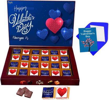 Expelite Send Chocolates And Heart On Valentines Day 24 pieces - Happy Valentines Day Chocolate Gift Box For Him Online Bars