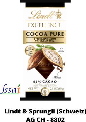 LINDT Excellence CACAO Pure Everything From Coco Fruit 82% CACAO (IMPORTED FROM SWISS) Bars
