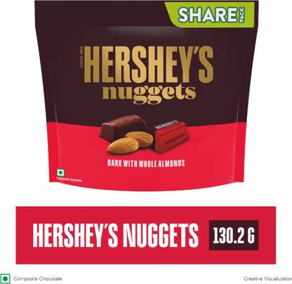 HERSHEY'S Nuggets Dark With Whole Almonds, Deliciously Dark Cocoa Rich Chocolate Bars