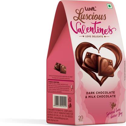 LuvIt Luscious Valentine's Love Delights|Heart Shaped Milk & Dark Chocolates Gift Bars