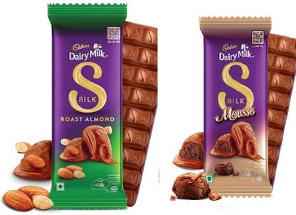 Cadbury Silk Roast Almond Chocolate 58g & Silk Mousse 116g Bars
