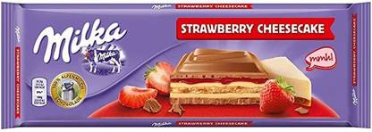 milka Strawberry Cheesecake 100% Alpine Milk Chocolate Bars