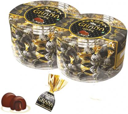 HUGS Ghana Twist Dark Chocolate 36Pcs pvc Jar Pack Of 2 Truffles