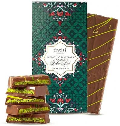 entisi Pistachio Kunafa Chocolate Dubai Style Bars Bars