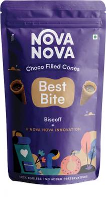 Nova nova Best Bite Choco Filled Cone | Biscoff Flavour | 100% Eggless Bites