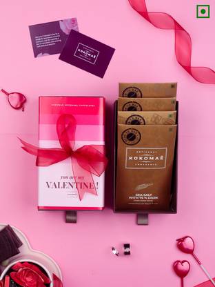 KOKOMAE Premium Dark Chocolate Hampers for a Sweet Valentine's Surprise| 4 Bar Hamper Bars