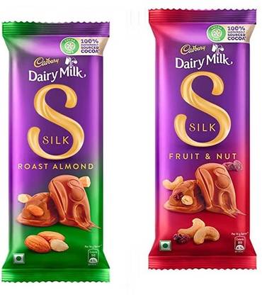 Cadbury Silk Roast Almond Chocolate & Dairy Milk Silk Fruit and Nut Bars