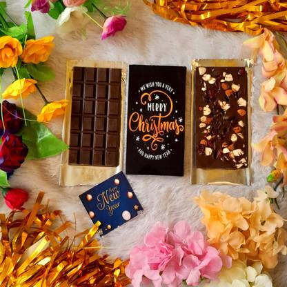 Expelite Merry Christmas and Happy New Year Chocolate Gift Bar 100 Grams Bars