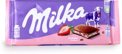 milka Strawberry Chocolate Tablet, 100 g Bars