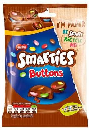 NESTLE Smarties Buttons Milk Chocolate With Smarties Pieces (UK) Bites